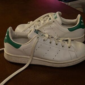 ADIDAS Stan Smith Classic White & Green Leather Low-Top Sneakers Junior size 3.5